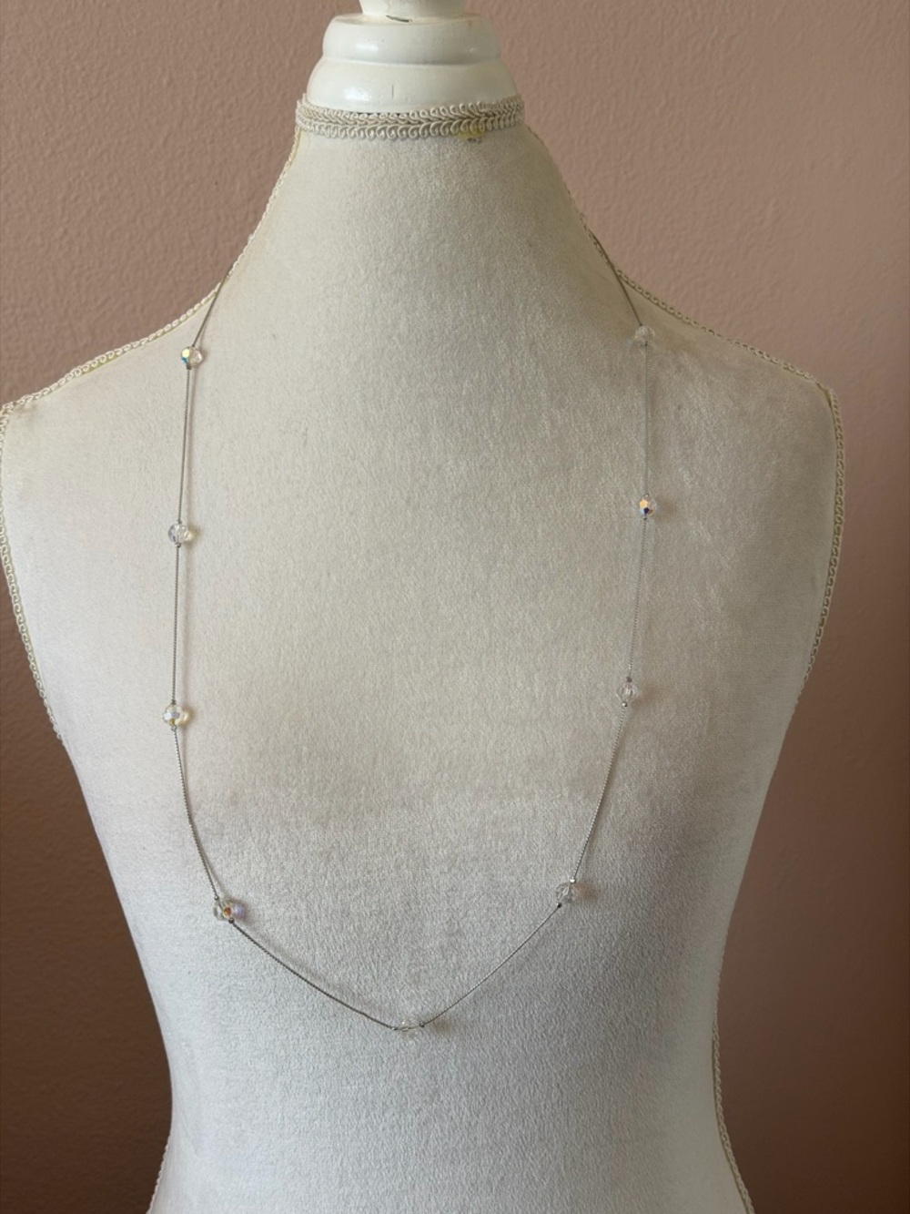 Authentic Swarovski Vintage 36" Crystal Station Necklace - Aurora Borealis (AB)